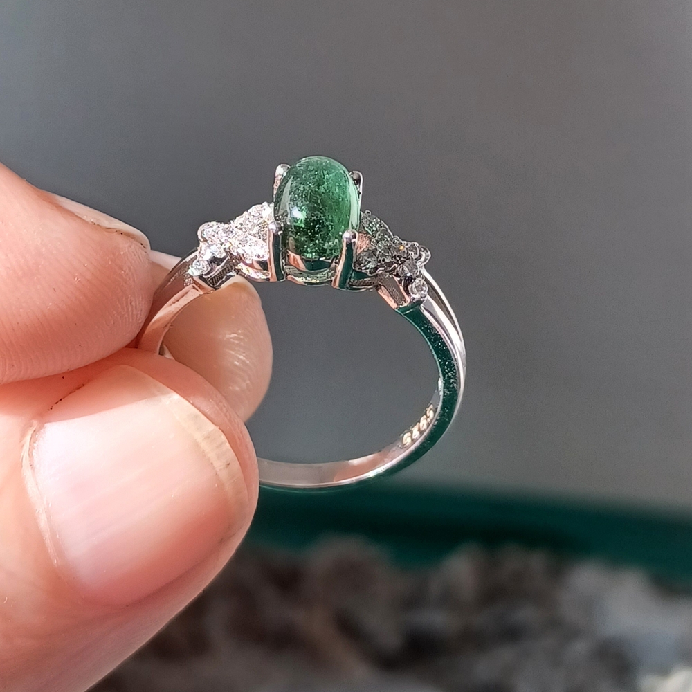 New Sterling Silver Natural Green Tourmaline Gemstone Ring